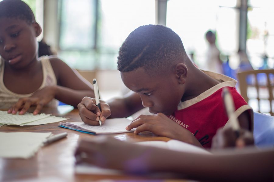 Student doing paperwork